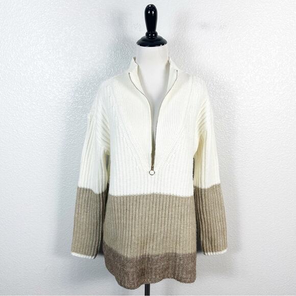 Talbots Women’s Block Stripe Half Zip Pullover Knit Sweater Size Medium - Picture 4 of 10